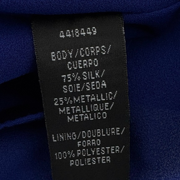 MONIQUE LHUILLIER blue puff sleeve tie back shift dress 6 S - Picture 10 of 11